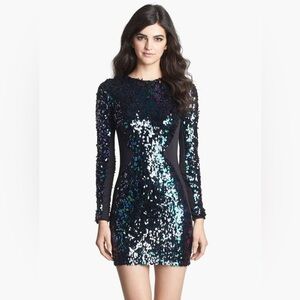 ZARA GREEN BLACK SEQUIN DRESS NEW YEAR’S EVE SMALL
